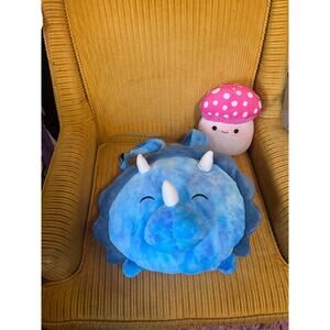 Blue Dinosaur Plush Backpack Buddy | 15” Wide x 12” Tall Triceratops Bag